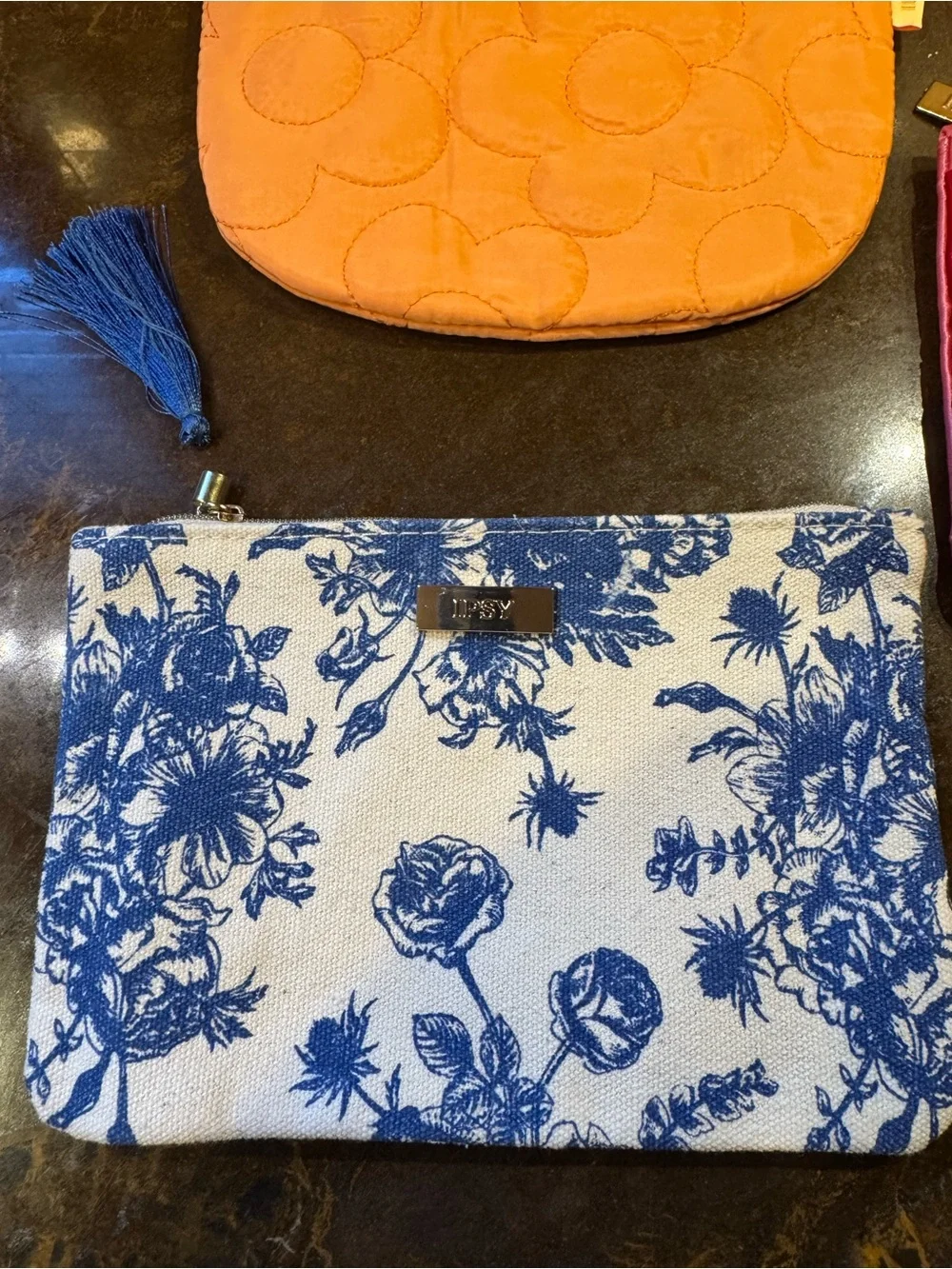 NWOT lot 3 IPSY makeup bags Orange, Blue/cream floral, pink/red